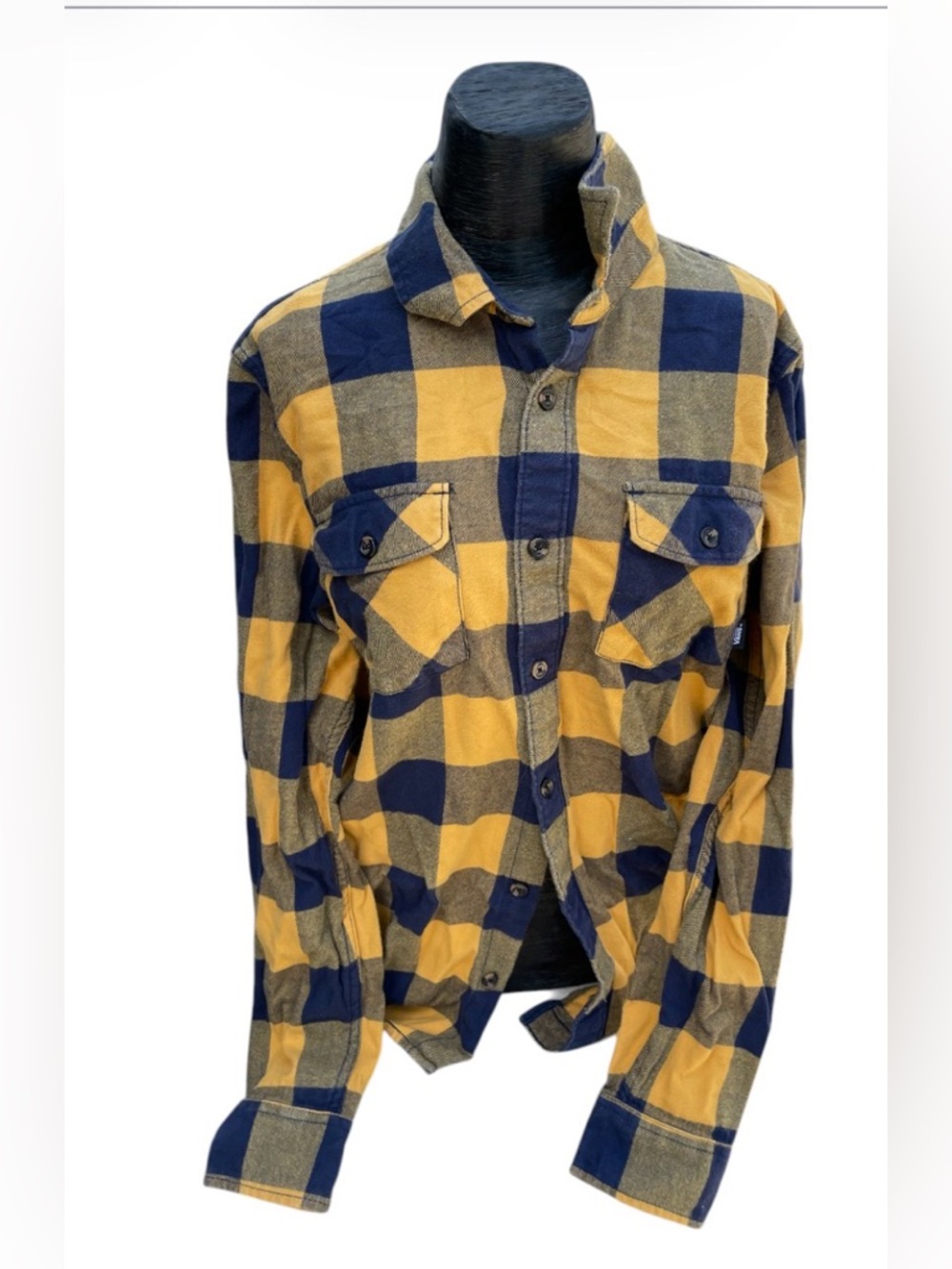 Vans Size Small Gold & Blue Flannel Button Down Shirt